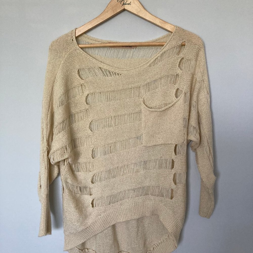 Elegant Beige Sweater with Cut-Out Design